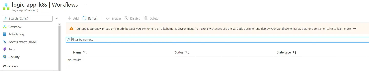 Screenshot showing the Logic App Docker / Zip Deployment Requirements on Arc-Enabled Kubernetes Cluster through Azure Portal