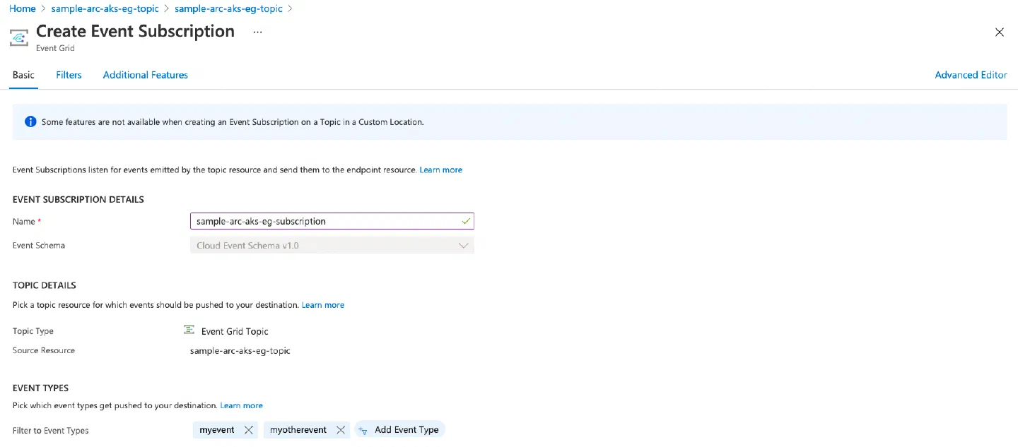 Create Event Subscription experience in Azure Portal