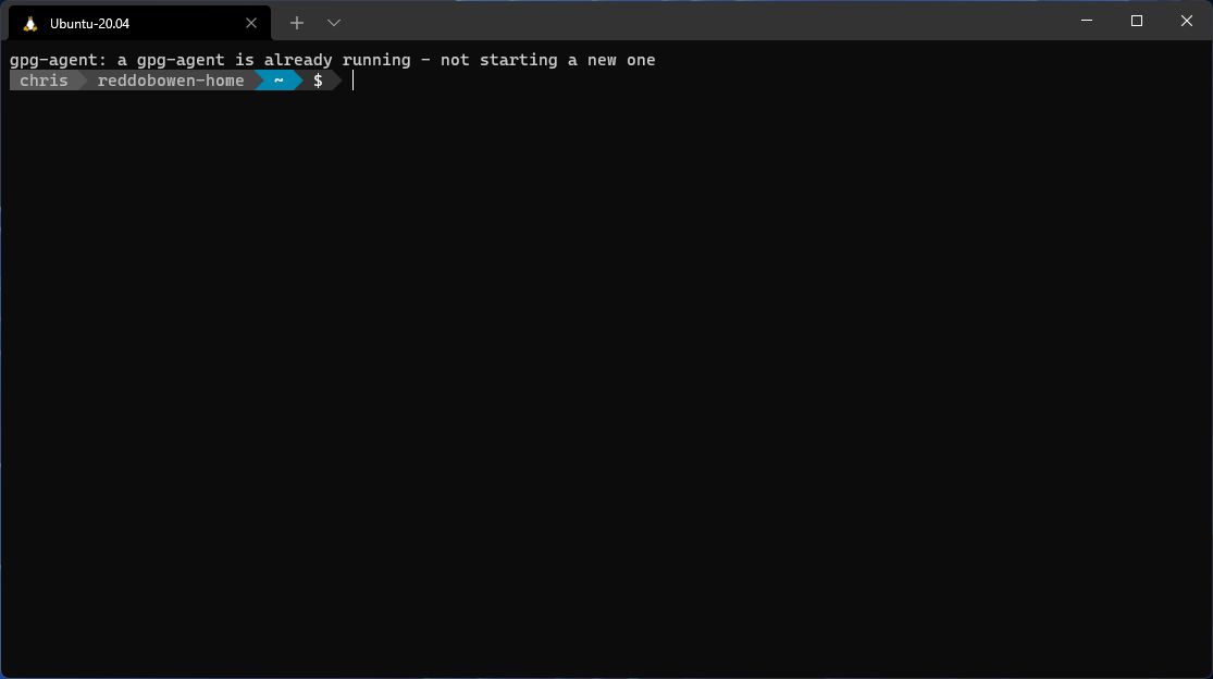 Environment setup after removing the echo &lsquo;Checkpoint&rsquo; statements, relaunching the Windows Terminal to give the final result with ohmyposh
