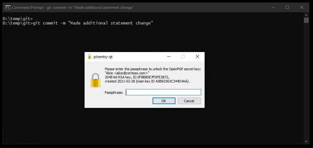 Git Commit requires a passphrase Git Commit requires a passphrase