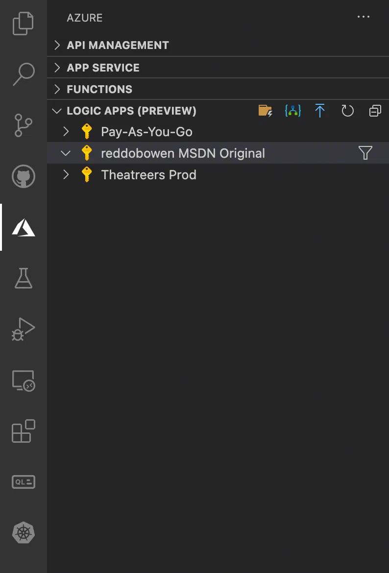 Select an Azure Account in Visual Studio Code