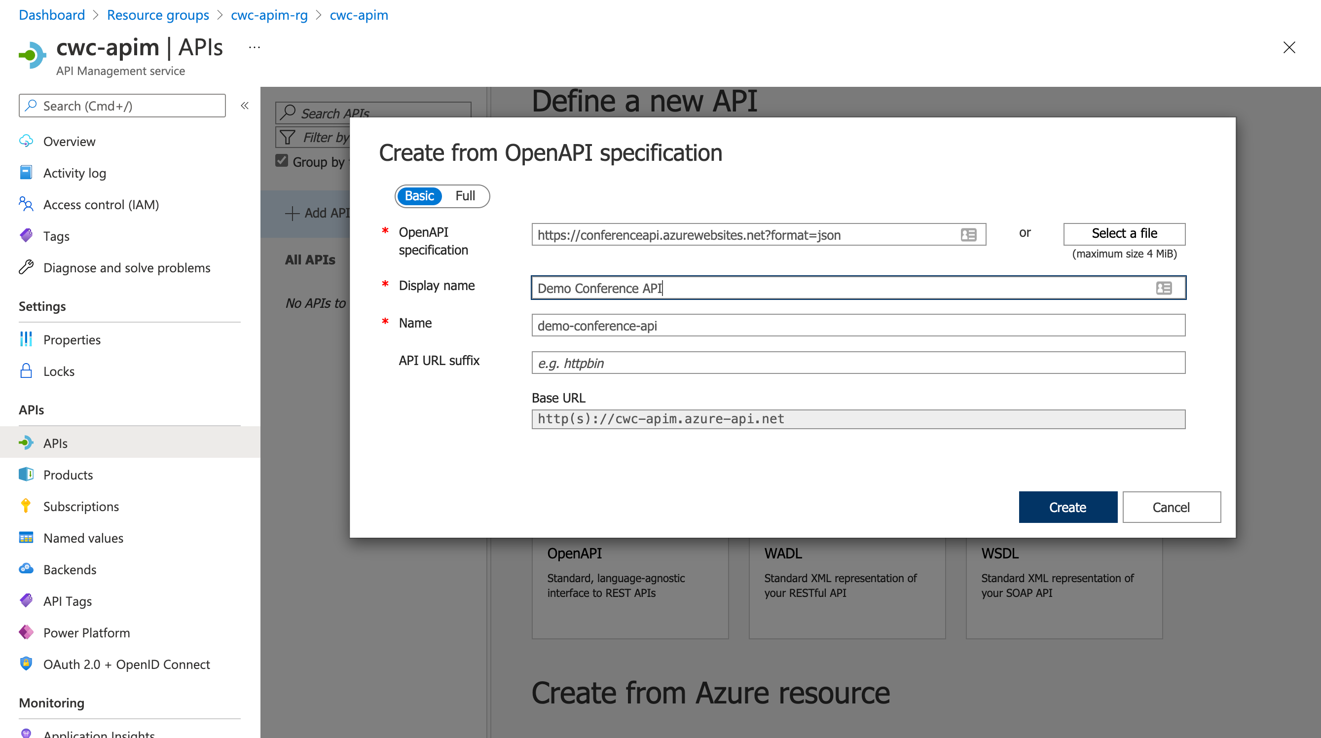 Import an Open API Spec into API Management