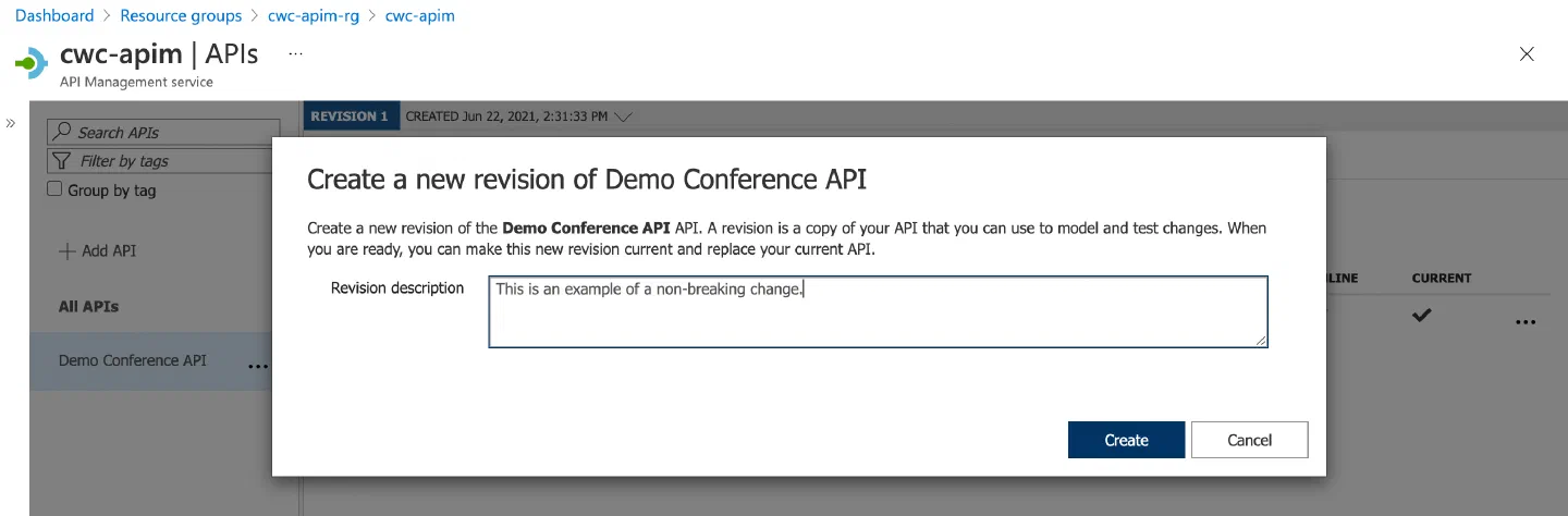 Screenshot showing the Add revision creation experience