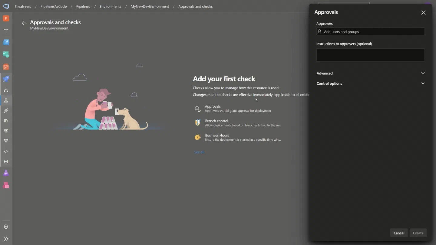 Screenshot showing the approvals experience in the environments section of Azure Pipelines Screenshot showing the approvals experience in the environments section of Azure Pipelines