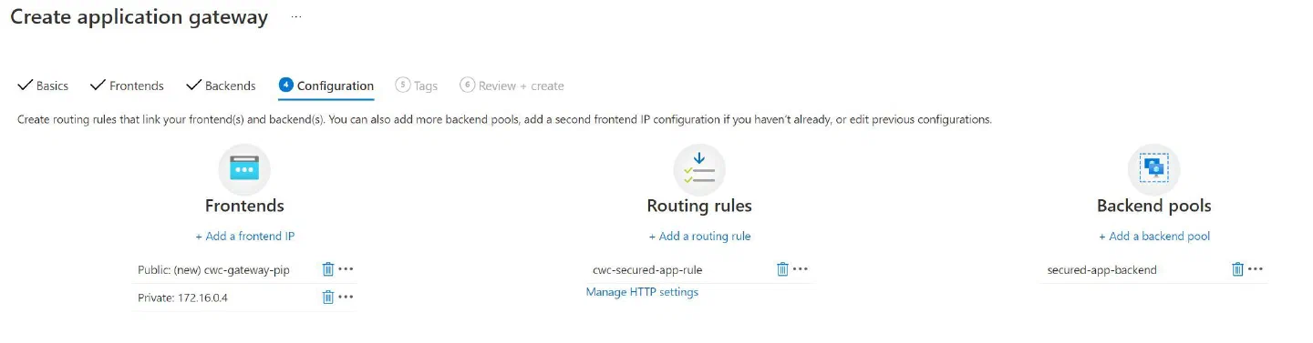Screenshot showing the the components that are being configured Screenshot showing the the components that are being configured
