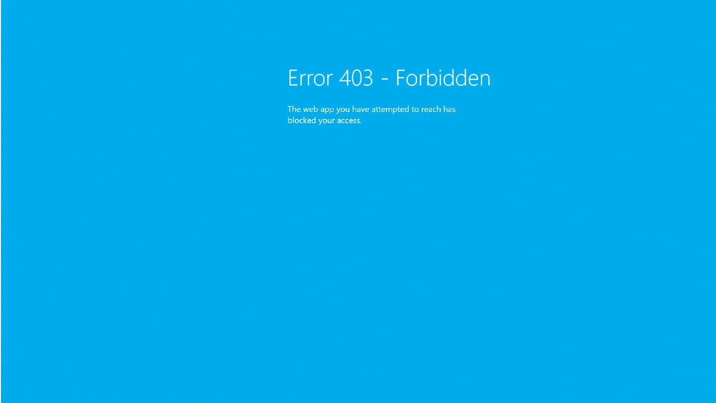 Screenshot showing the resulting Error 403 - Forbidden screen that is seen once the access restriction rules have been configured. Screenshot showing the resulting Error 403 - Forbidden screen that is seen once the access restriction rules have been configured.