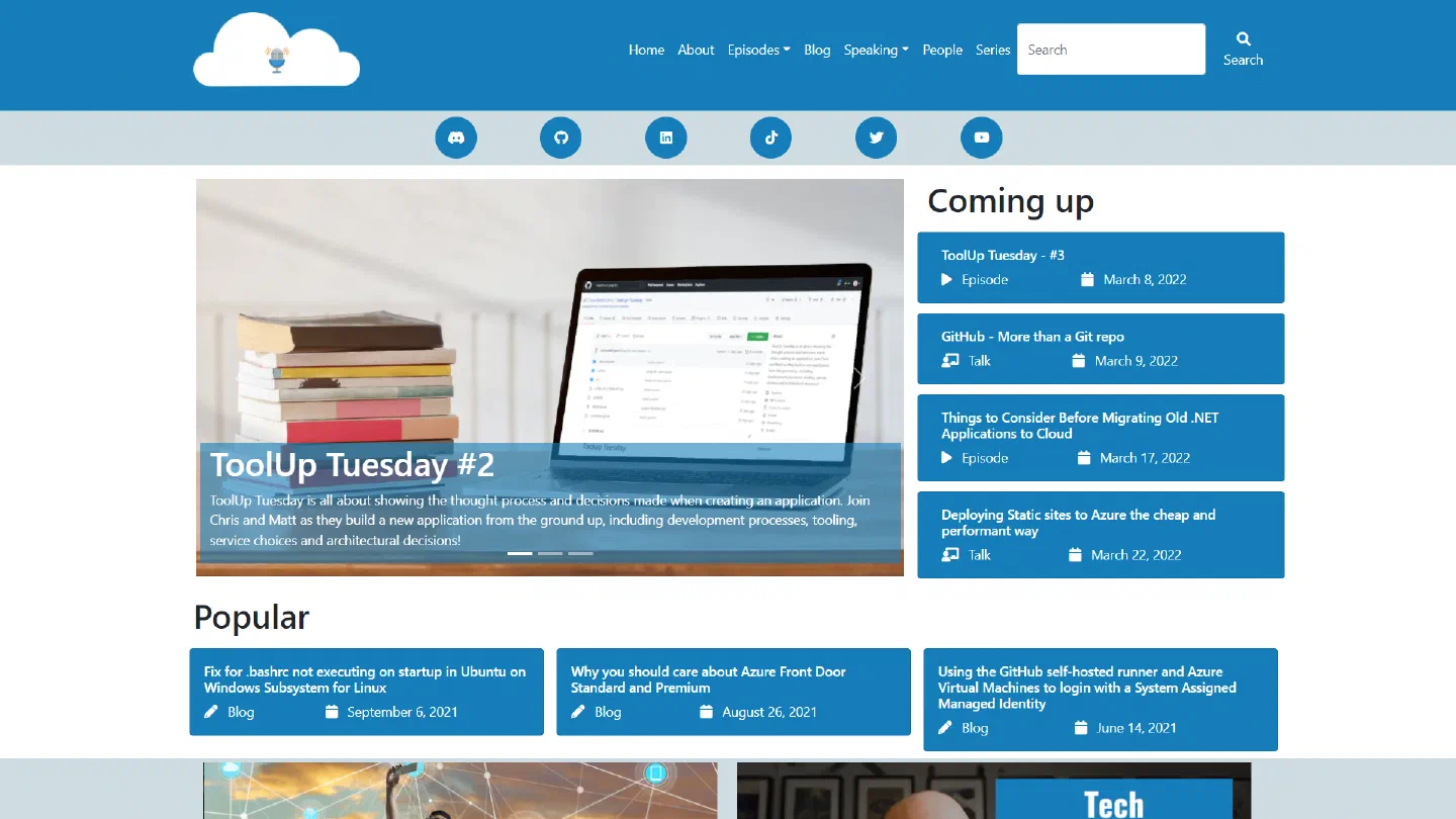 Example of the Cloud With Chris Landing page showing the top posts populated through the Google Analytics API Example of the Cloud With Chris Landing page showing the top posts populated through the Google Analytics API